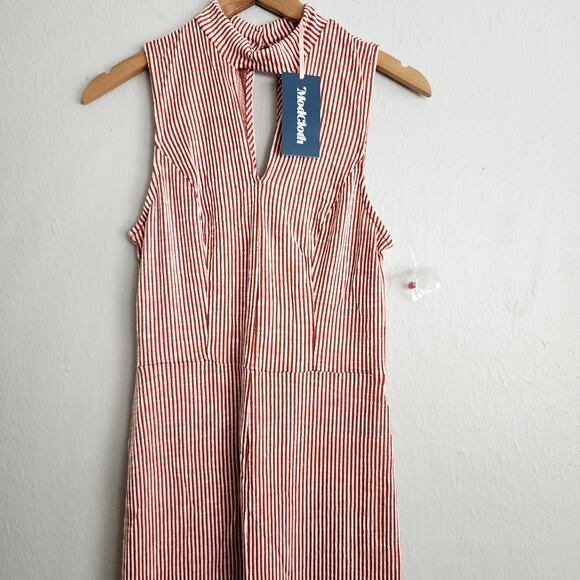 NEW Modcloth For The Bliss Of It Jumpsuit Orange White Stripe One Piece - Picture 7 of 13